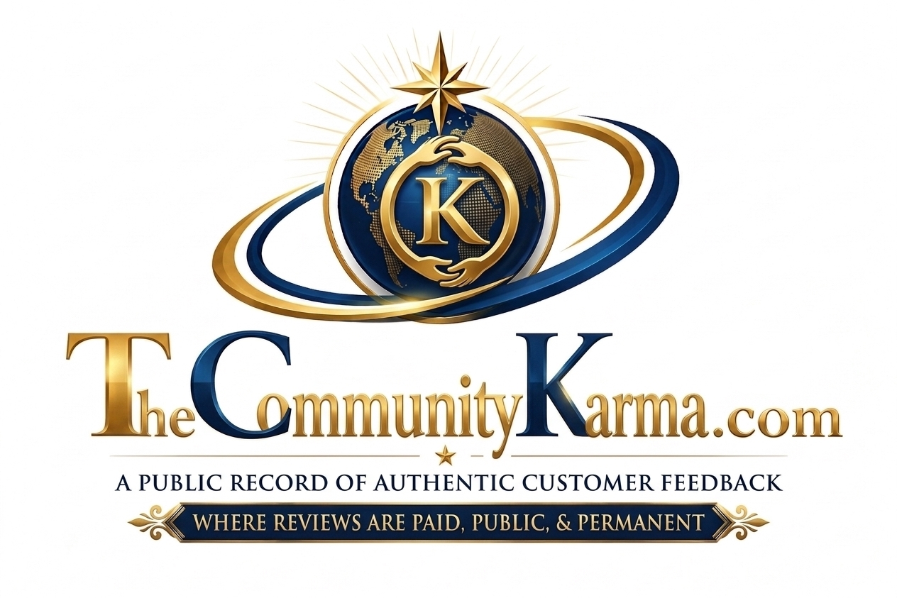 TheCommunityKarma.com — A public record of authentic customer feedback. Where reviews are paid, public, and permanent.